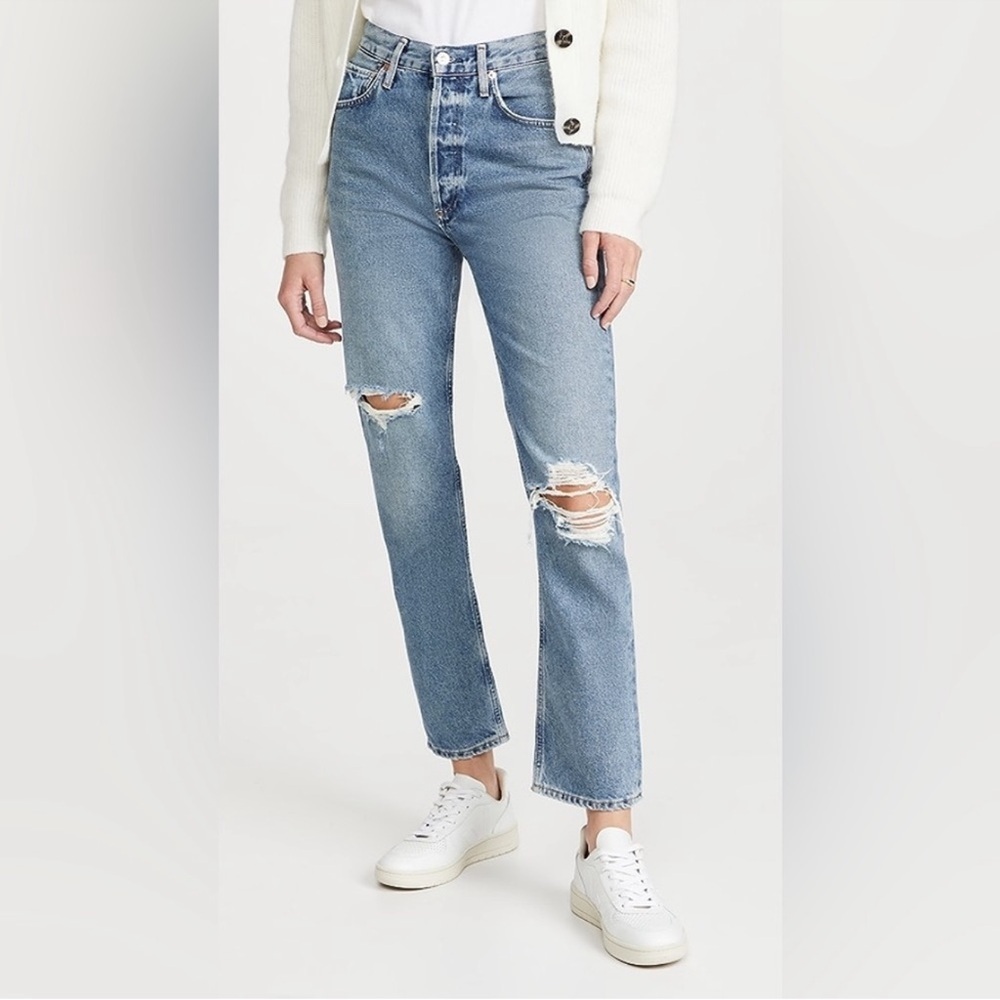 Citizens of Humanity Sabine Jeans 27 torn straight leg high rise button fly blue - Picture 4 of 12